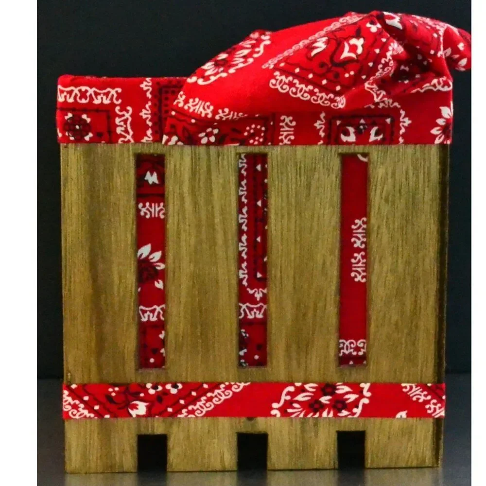 Vintage Wood Crate And Bandana Pocket Book Tote Knitting Bag Store Tag Attached